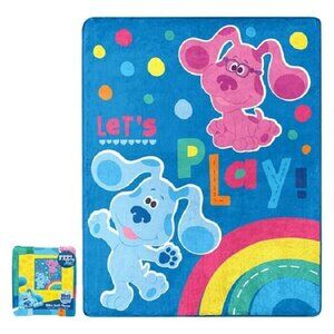 New Blues Clues Magenta Plush Fleece Throw Gift Blanket Dog Kids Let's Play Blue